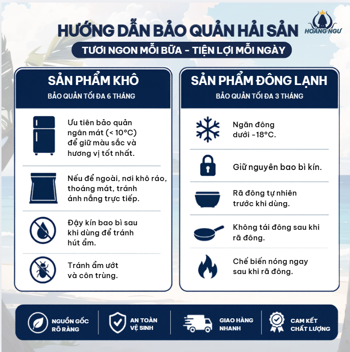 Hướng dẫn bảo quản hải sản 